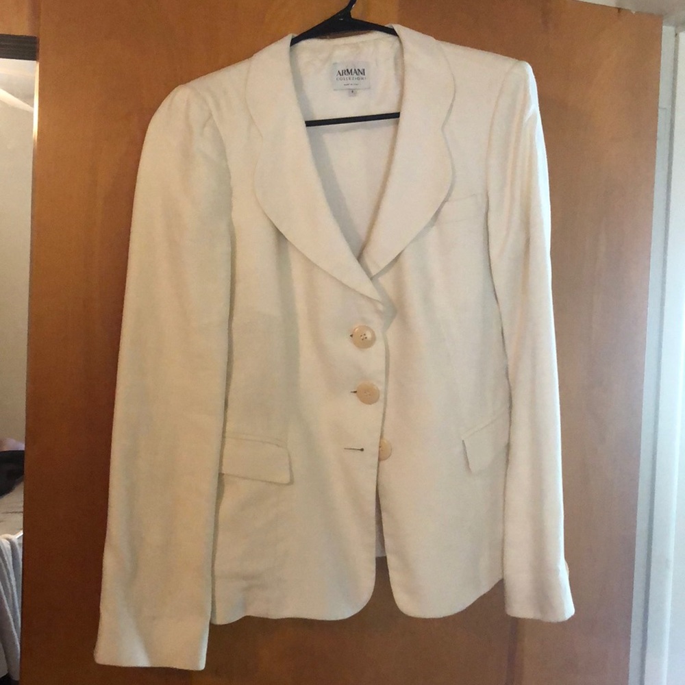 Armani Collezioni Womens Beige Linen Blazer